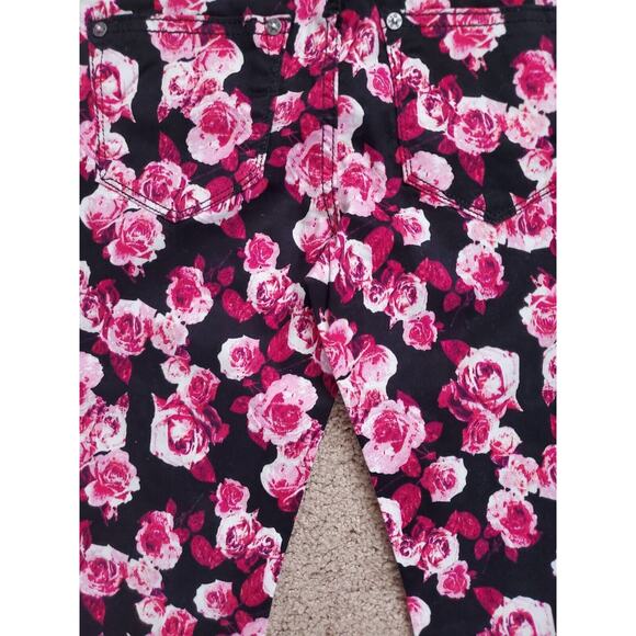 Vigoss Girls Youth Elastic Waistband Pink Floral 5 Pocket Capri Pants Size 10 - Picture 10 of 11